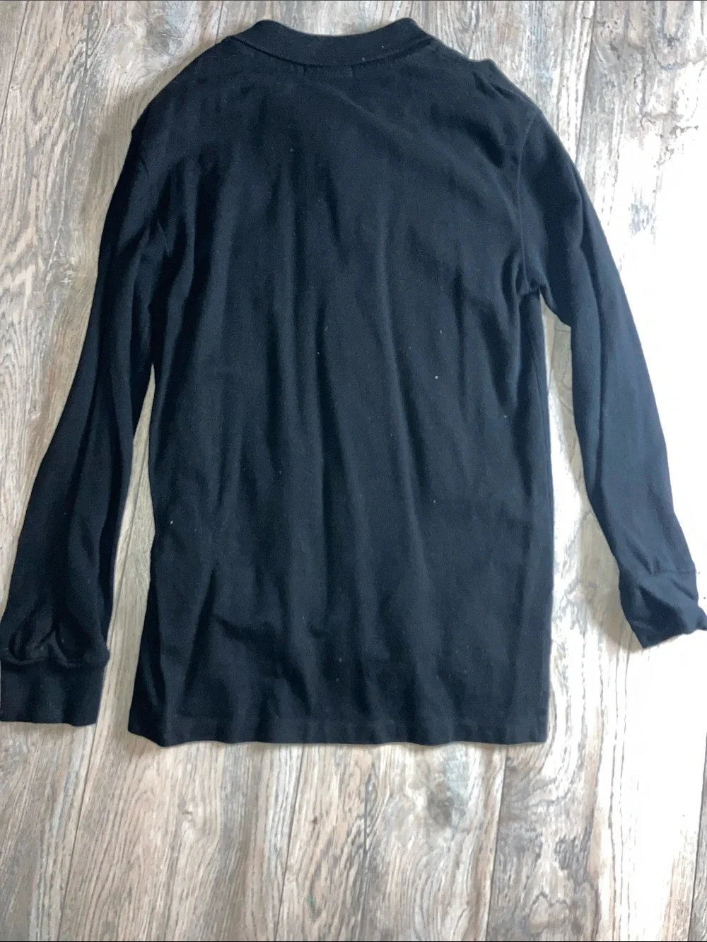 Boys Polo by Ralph Lauren Black Long-Sleeve Polo with Red Pony Logo